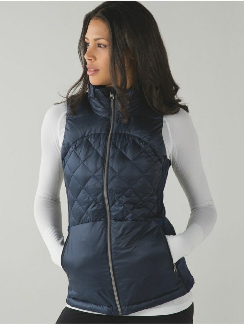 Lululemon Down for a Run Goose Down Vest Women 6 Blue Casual Athleisure Running